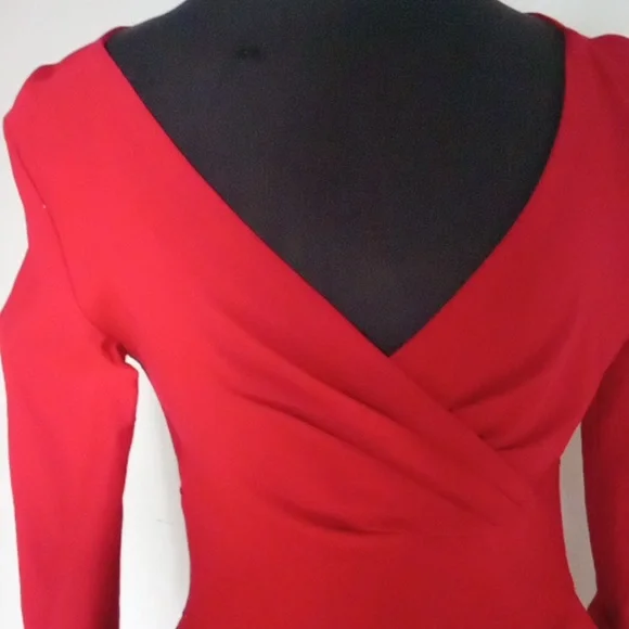 Pinup couture long sleeved red swing dress with pockets small - Picture 2 of 7